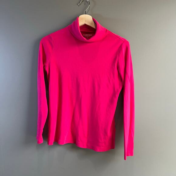 Lands’ End Pink 100% Cotton Turtleneck Shaped Fit Long sleeve Top Sz Small (6-8) - Picture 1 of 8